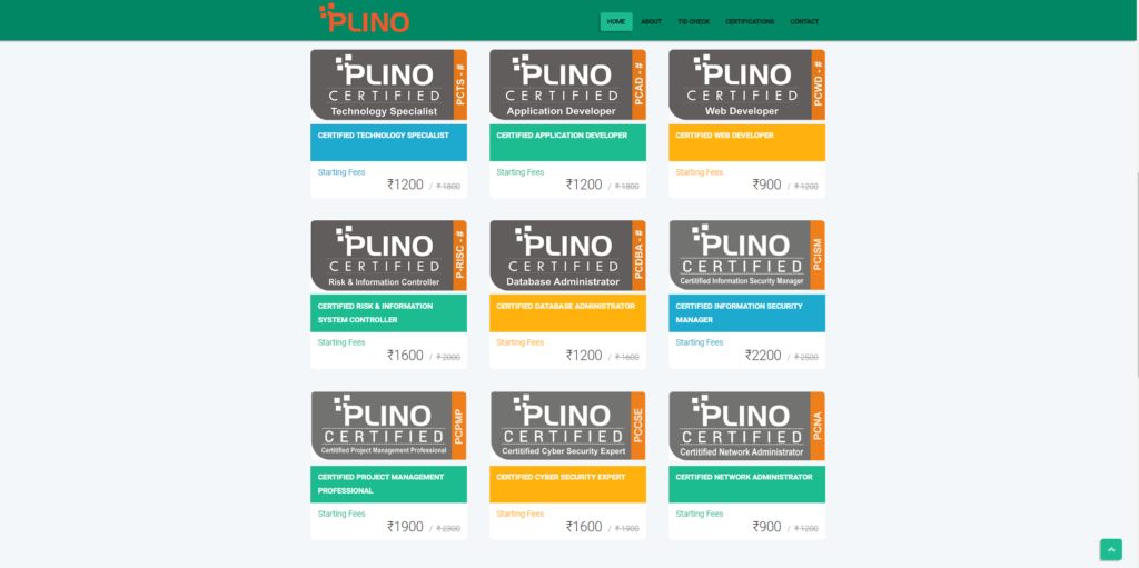 Plino Certifications