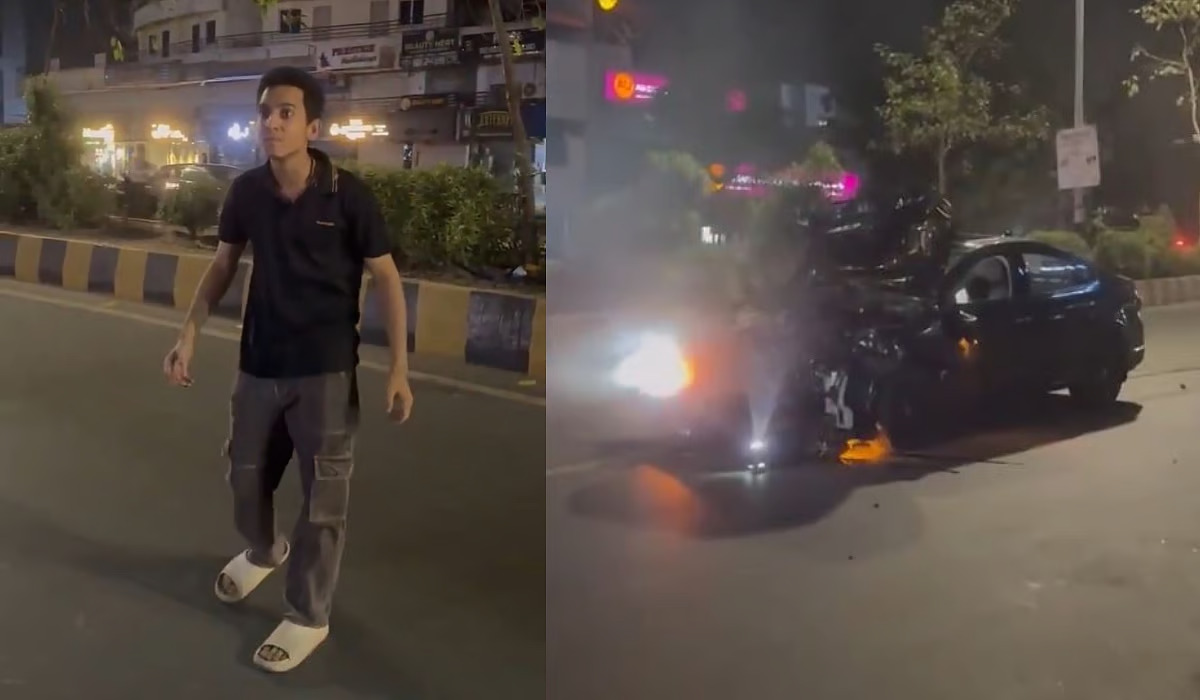 CCTV footage shows Vadodara car crash accused holding bottle minutes ...